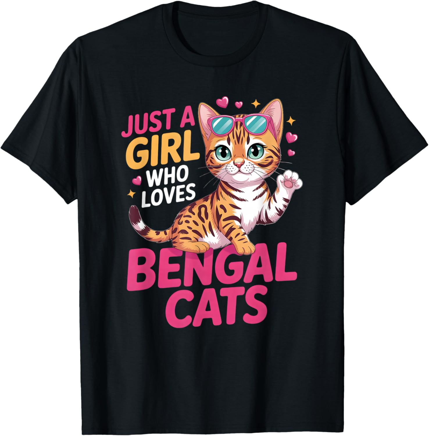 Girls Bengal Cat T-Shirt - T-Shirt | Black