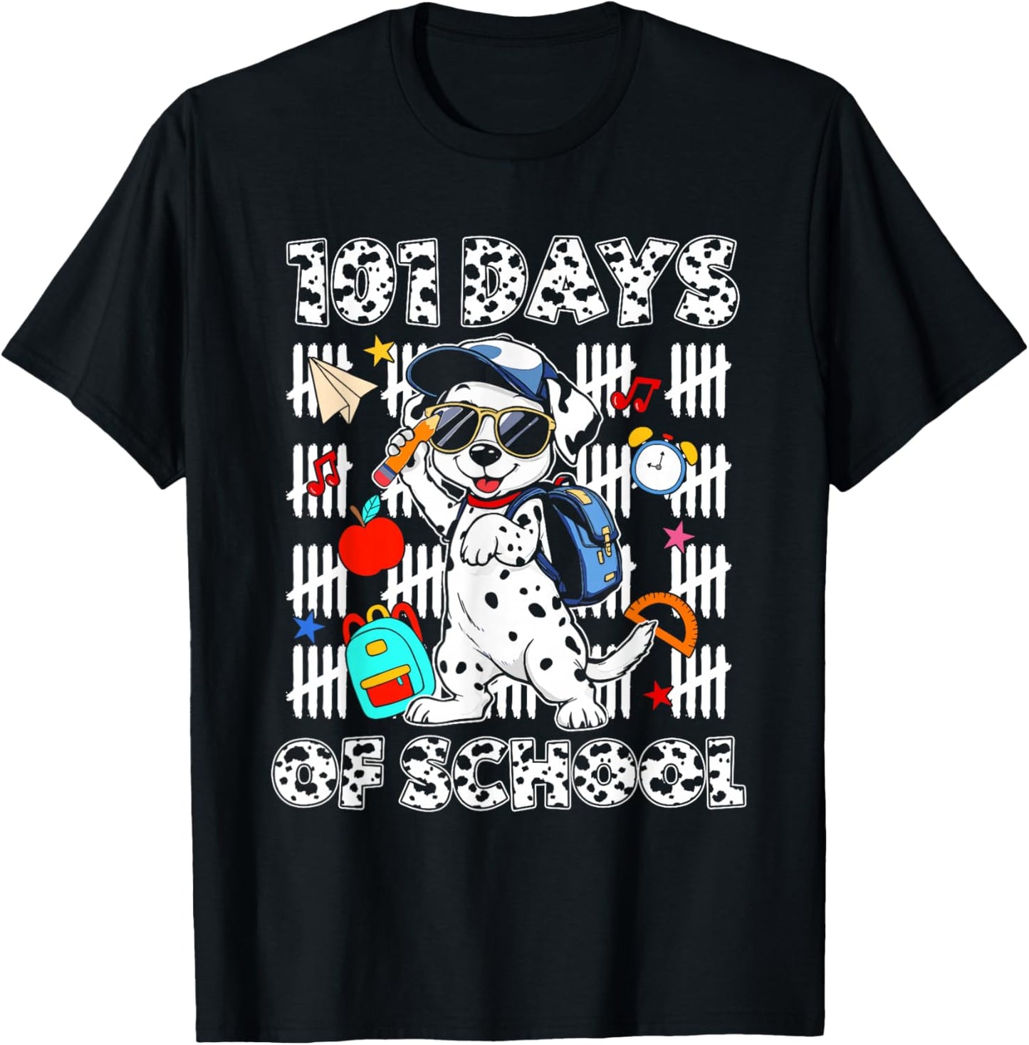 Happy 101 Days School Cute Dog 100 Days Smarter Student Kids T-Shirt - T-Shirt | Black