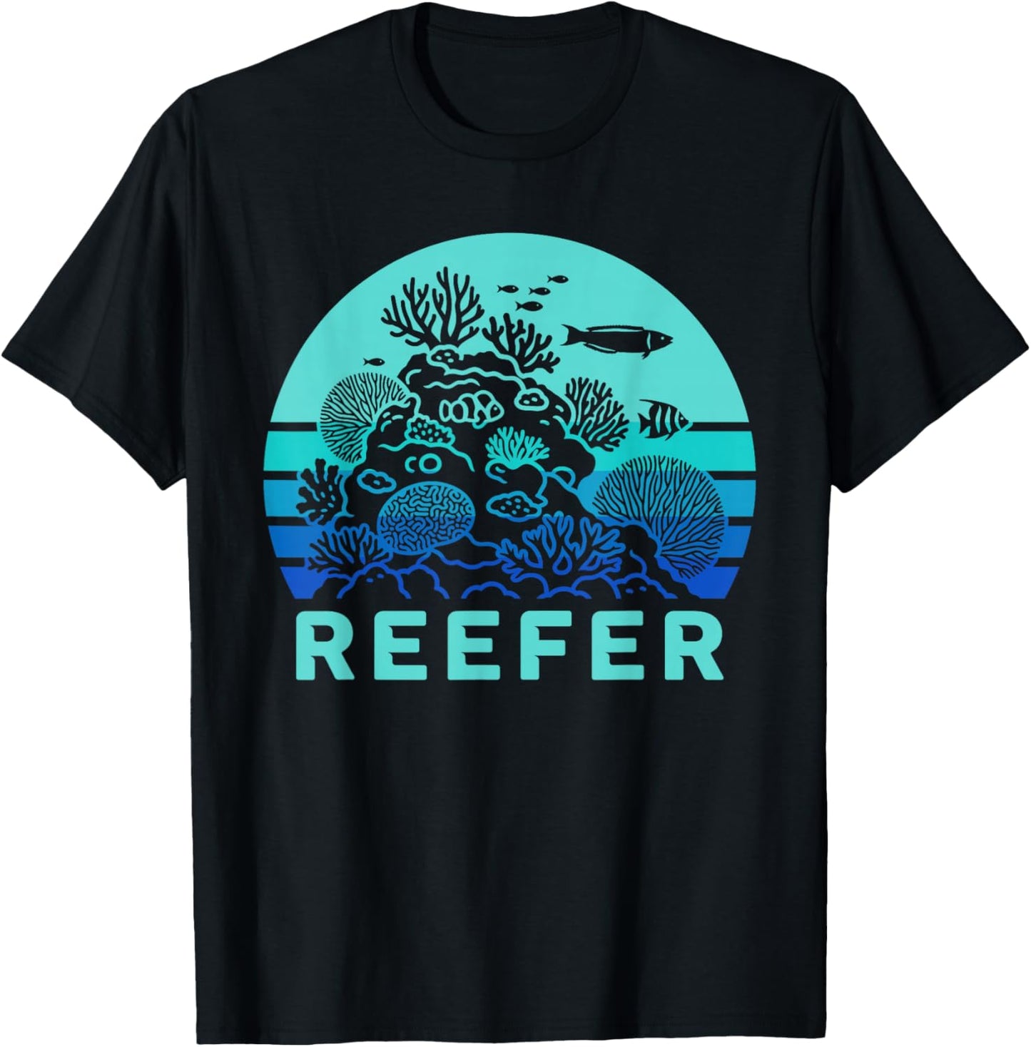 Retro Coral Reef Funny Reefer Aquarist T-Shirt - T-Shirt | Black