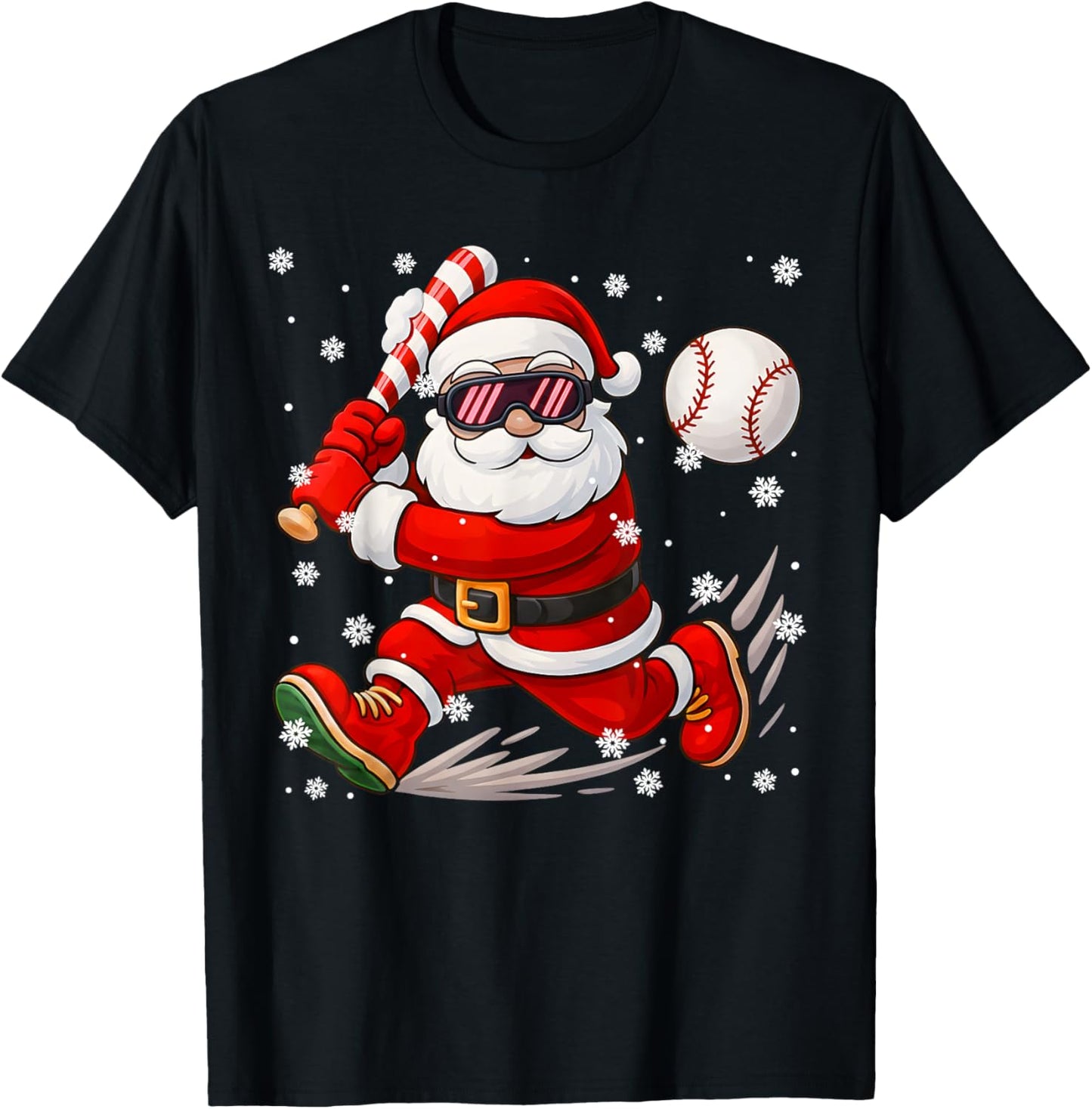 Funny Santa Baseball Christmas Pajamas Xmas Men Boy Toddlers T-Shirt - T-Shirt | Black