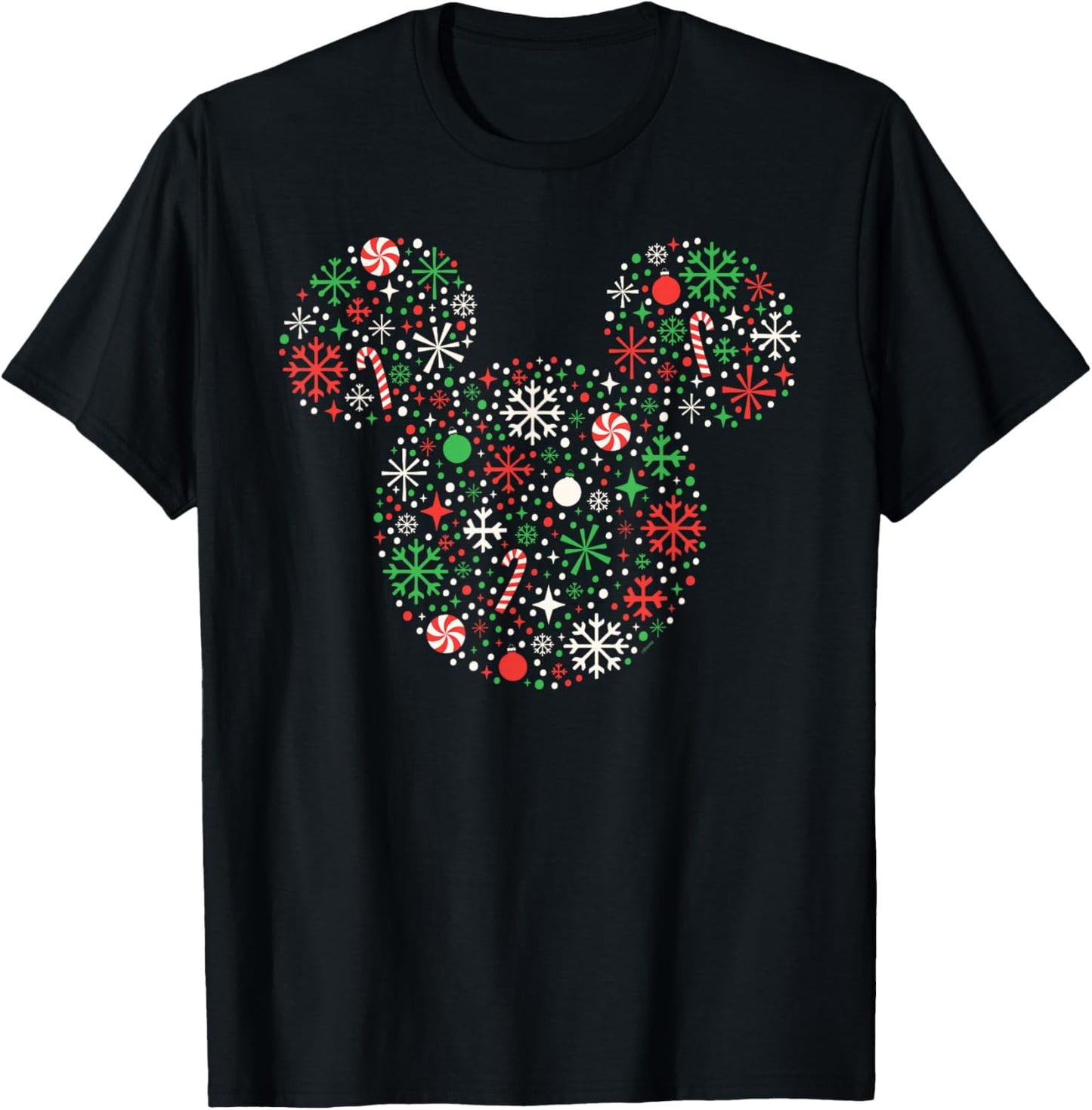 Disney Mickey Mouse Christmas Holiday Festive Filled Icon T-Shirt - T-Shirt | Black