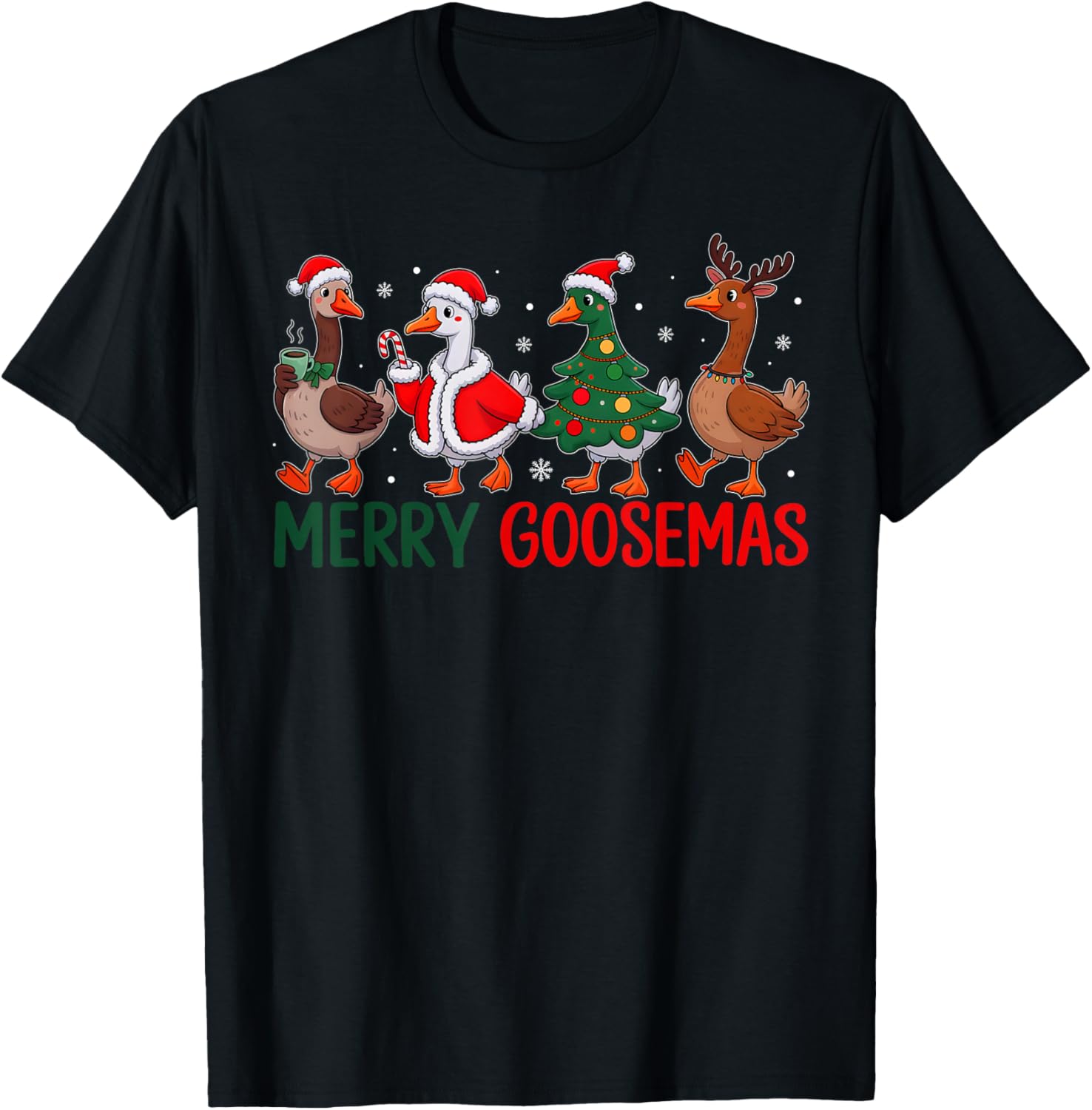 Merry Goosemas Christmas Goose Funny Xmas Family Men Women T-Shirt - T-Shirt | Black
