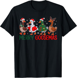 Merry Goosemas Christmas Goose Funny Xmas Family Men Women T-Shirt - T-Shirt | Black