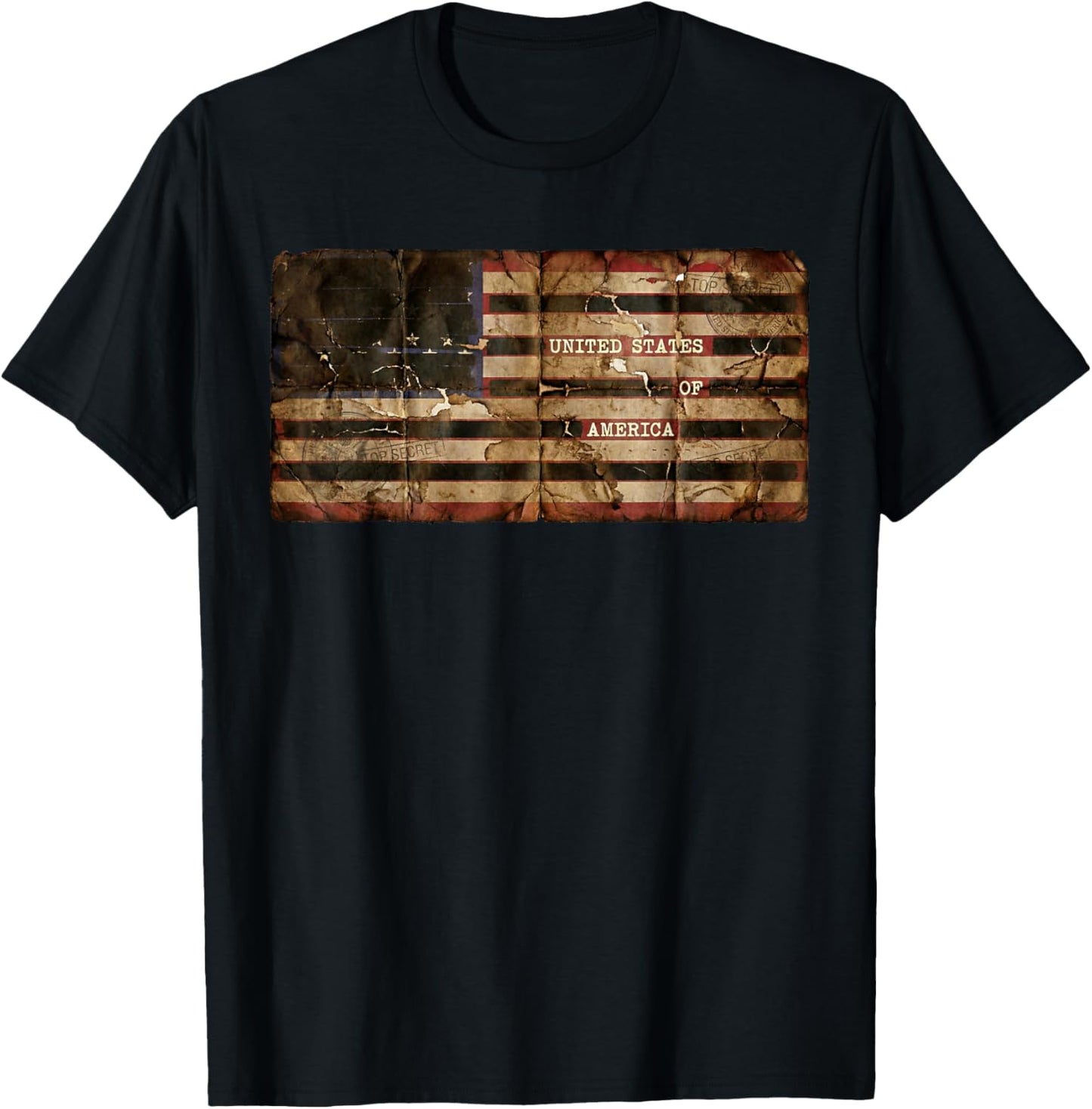 Censored Documents American Flag | United States of America T-Shirt - T-Shirt | Black