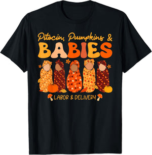 Labor Delivery L&D Nurse Fall Halloween Thanksgiving T-Shirt - T-Shirt | Black