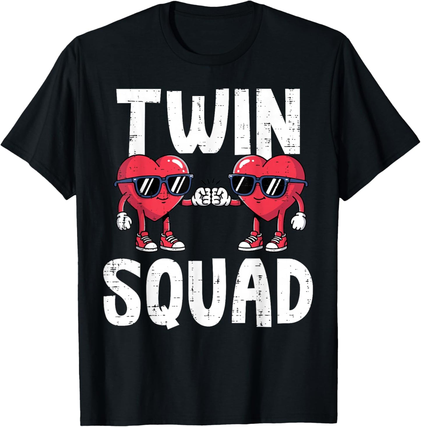 Valentines Day Hearts Twin Squad Fist Bump Men Women Kids T-Shirt - T-Shirt | Black