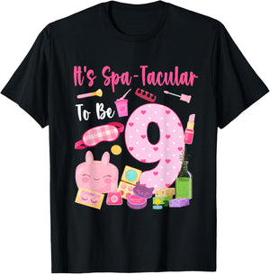 It's Spa-Tacular to Be 9 Year Old Girl Birthday Spa Theme T-Shirt - T-Shirt | Black