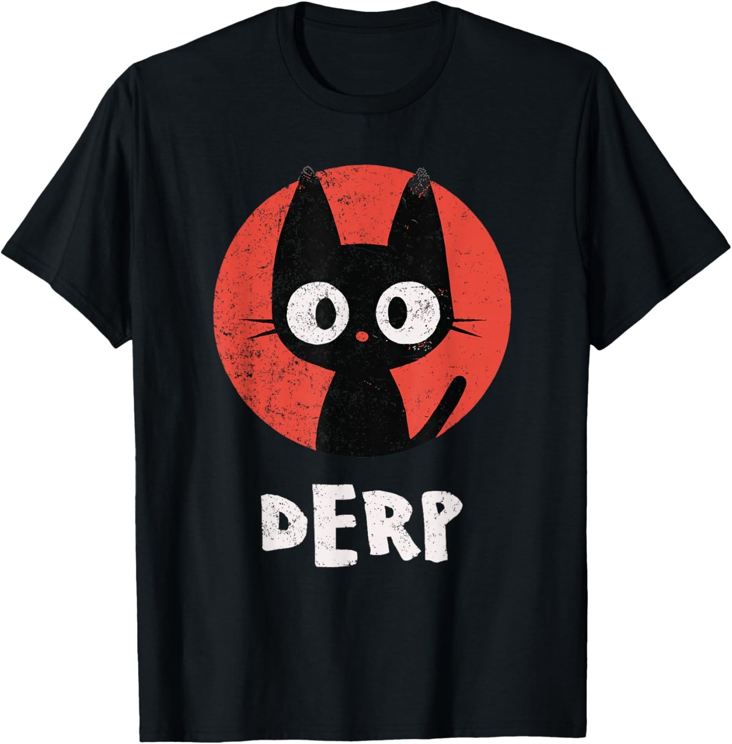 Funny Black Cat Derp T-Shirt - T-Shirt | Black