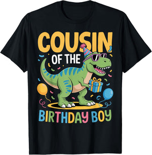 Cousin of The Birthday Party Outfit Dinosaur Squad Cousin T-Shirt - T-Shirt | Black