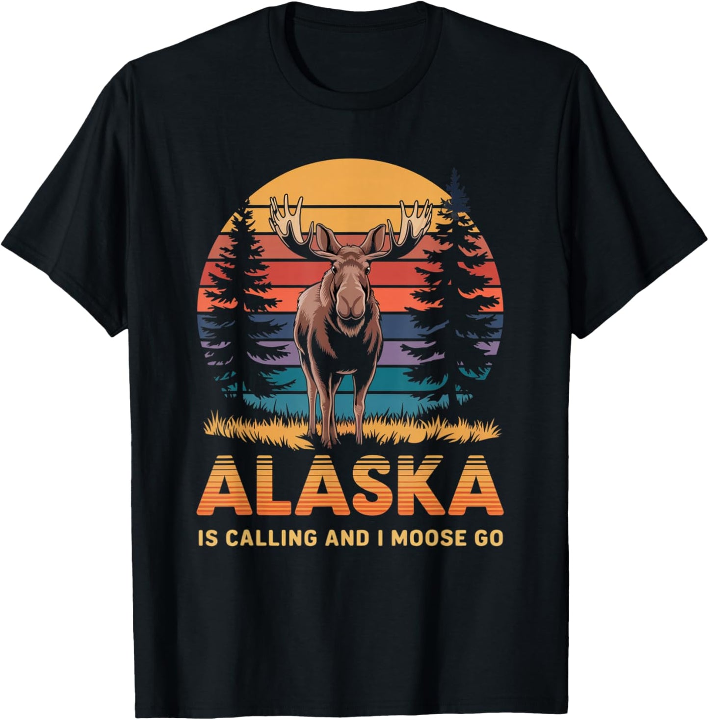 Alaska is Calling and I Moose Go Funny Gifts Animal Lovers T-Shirt - T-Shirt | Black