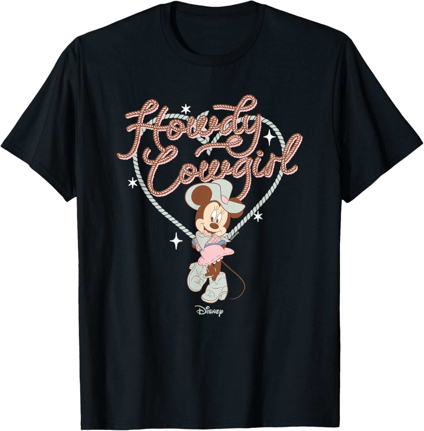 Disney Minnie Mouse Howdy Cowgirl Western Retro T-Shirt - T-Shirt | Black