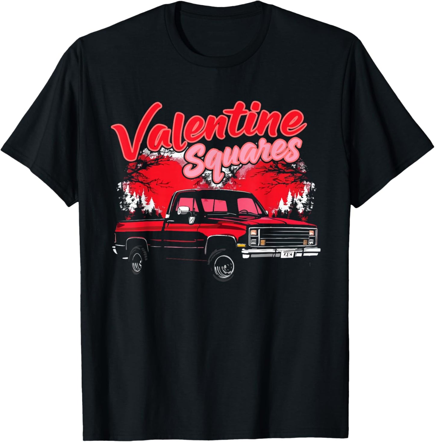 Valentine Squares Squarebody C10 Truck Heart Silhouette T-Shirt - T-Shirt | Black