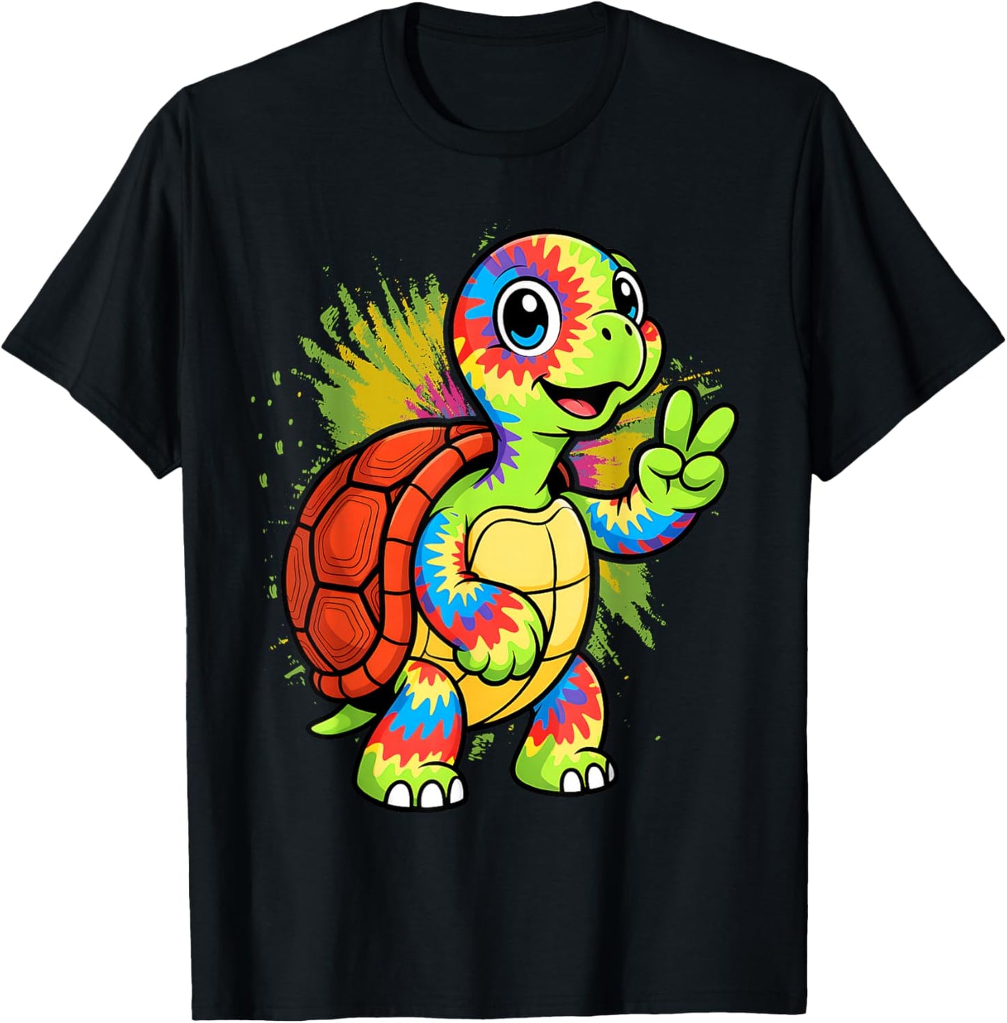Tie-Dye Turtle Peace Sign Hippie T-Shirt - T-Shirt | Black