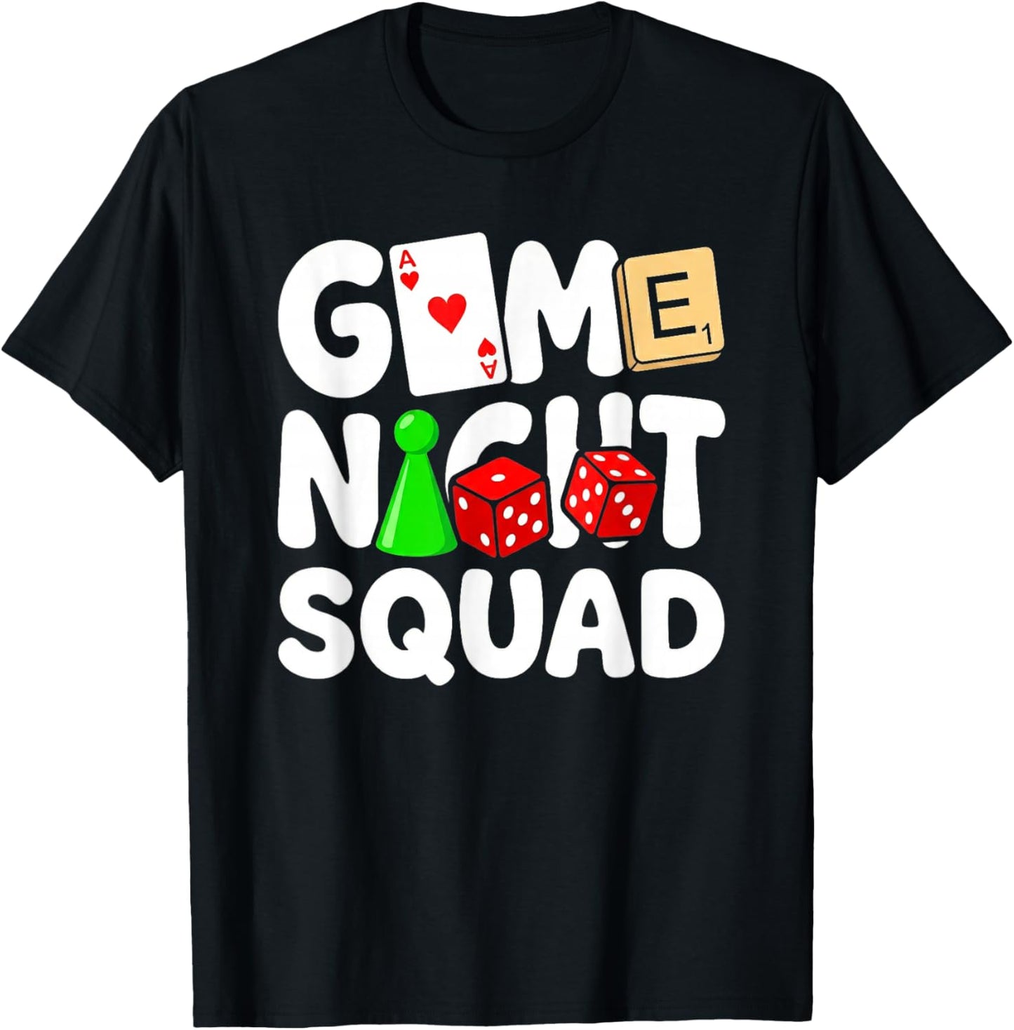 Game Night Squad Board Game Dice Card Lover T-Shirt - T-Shirt | Black