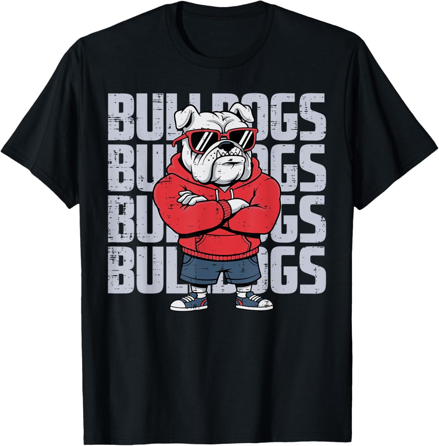 Bulldog Sunglasses Women Men Kids Boys Girls Youth Teen T-Shirt - T-Shirt | Black