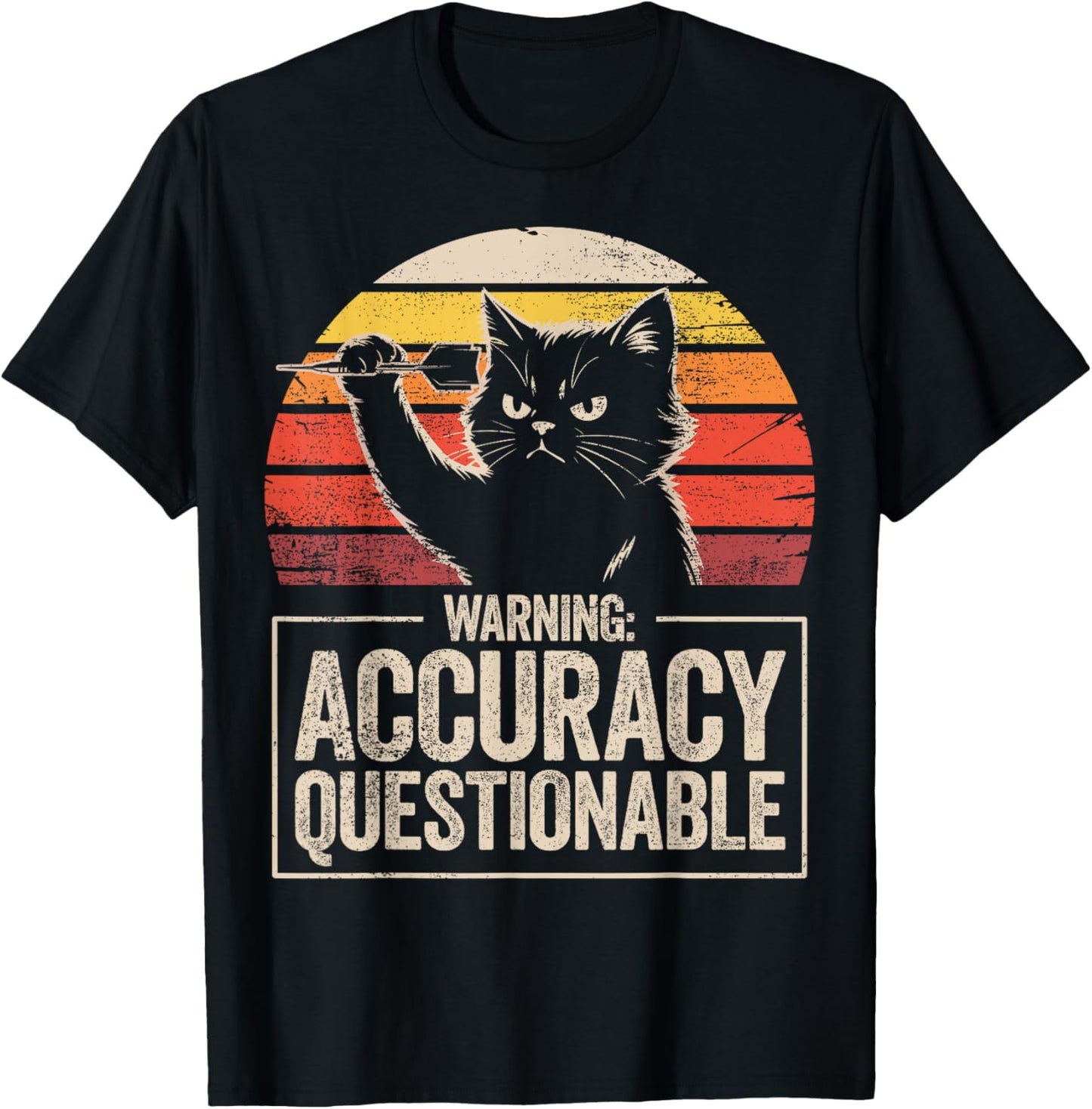 Hilarious Darts Player Bar League Cat Darts T-Shirt - T-Shirt | Black