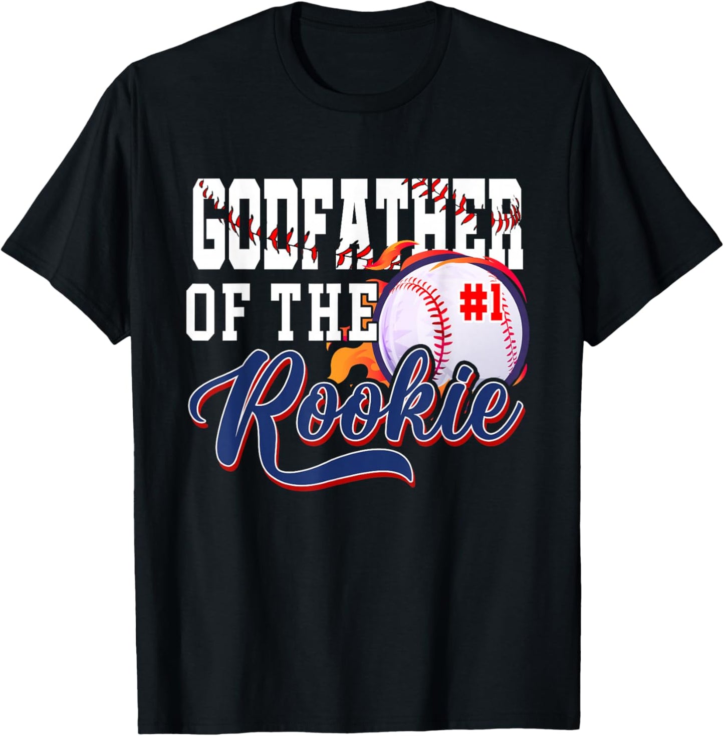 Godfather Rookie of Year 1st Birthday Baseball Theme T-Shirt - T-Shirt | Black