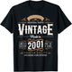 Vintage 2001 Label 25th Birthday Gift Men Women 25 Year Old T-Shirt - T-Shirt | Black