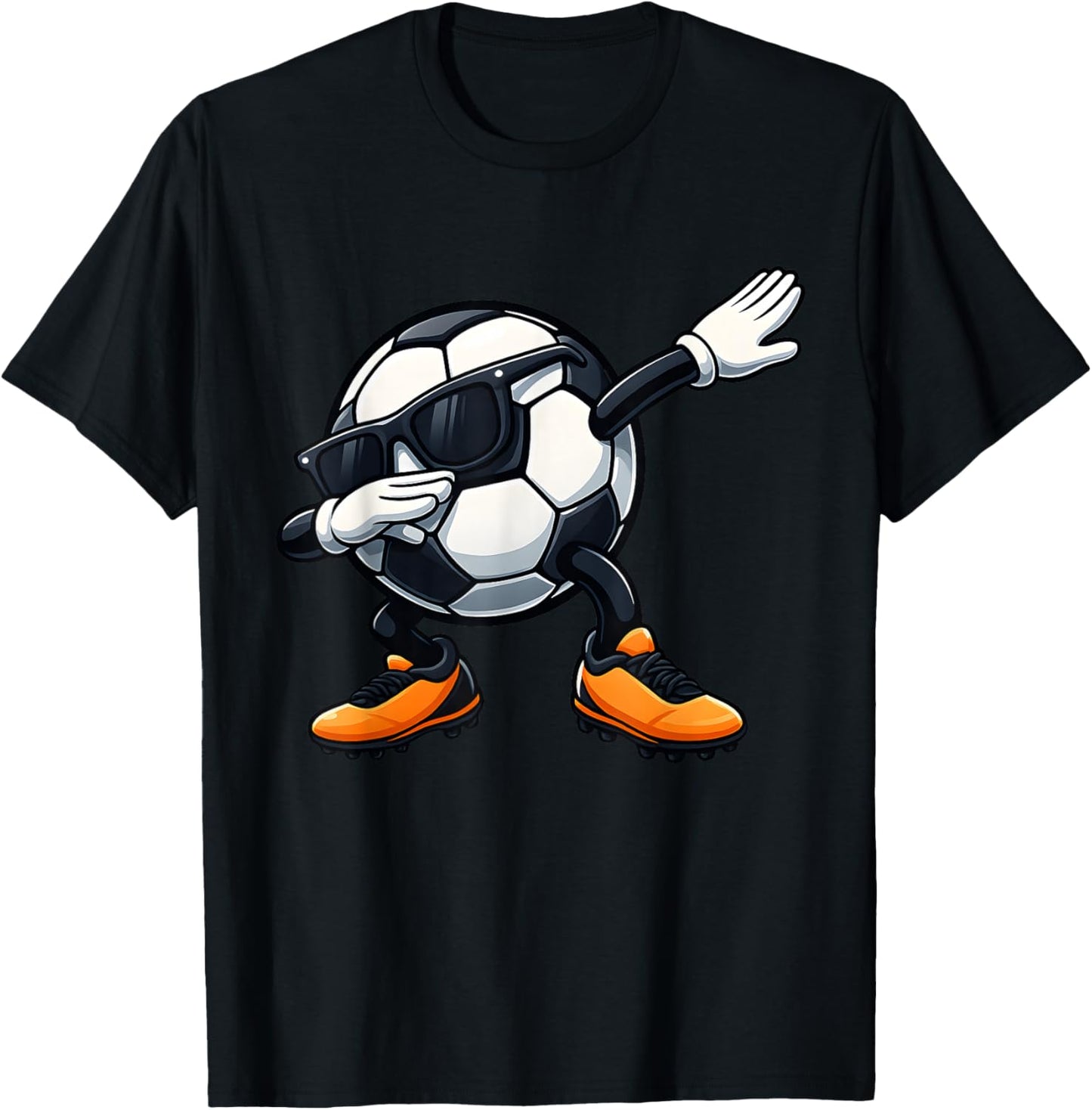 Cute Dabbing Sunglasses Football Soccer Ball Cartoon Funny T-Shirt - T-Shirt | Black