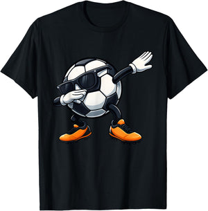 Cute Dabbing Sunglasses Football Soccer Ball Cartoon Funny T-Shirt - T-Shirt | Black