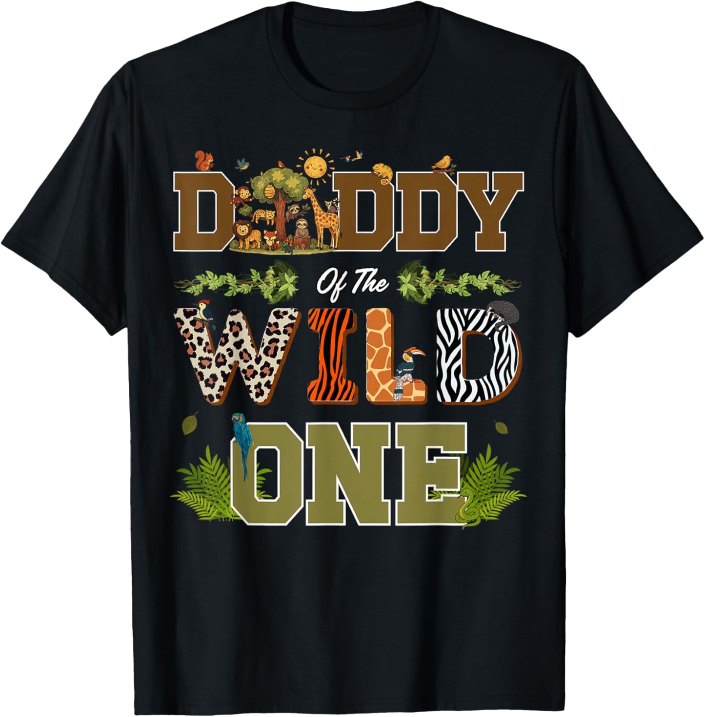 Daddy of The Wild One 1st Birthday Safari T-Shirt - T-Shirt | Black