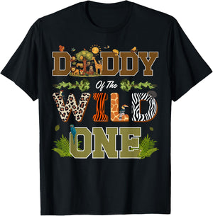 Daddy of The Wild One 1st Birthday Safari T-Shirt - T-Shirt | Black