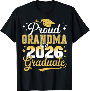 Proud Grandma of a Class of 2026 Graduate Senior Graduation T-Shirt - T-Shirt | Black