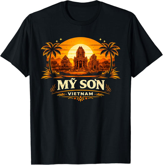 My Son Vietnam Lotus Temple Ruins Ancient Cham Heritage T-Shirt - T-Shirt | Black