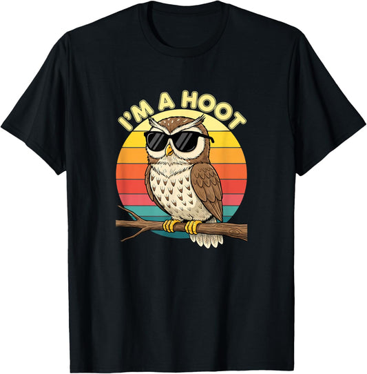 Bird I'm A Hoot Owl Retro Vintage Funny Sarcastic Owl Lv T-Shirt - T-Shirt | Black