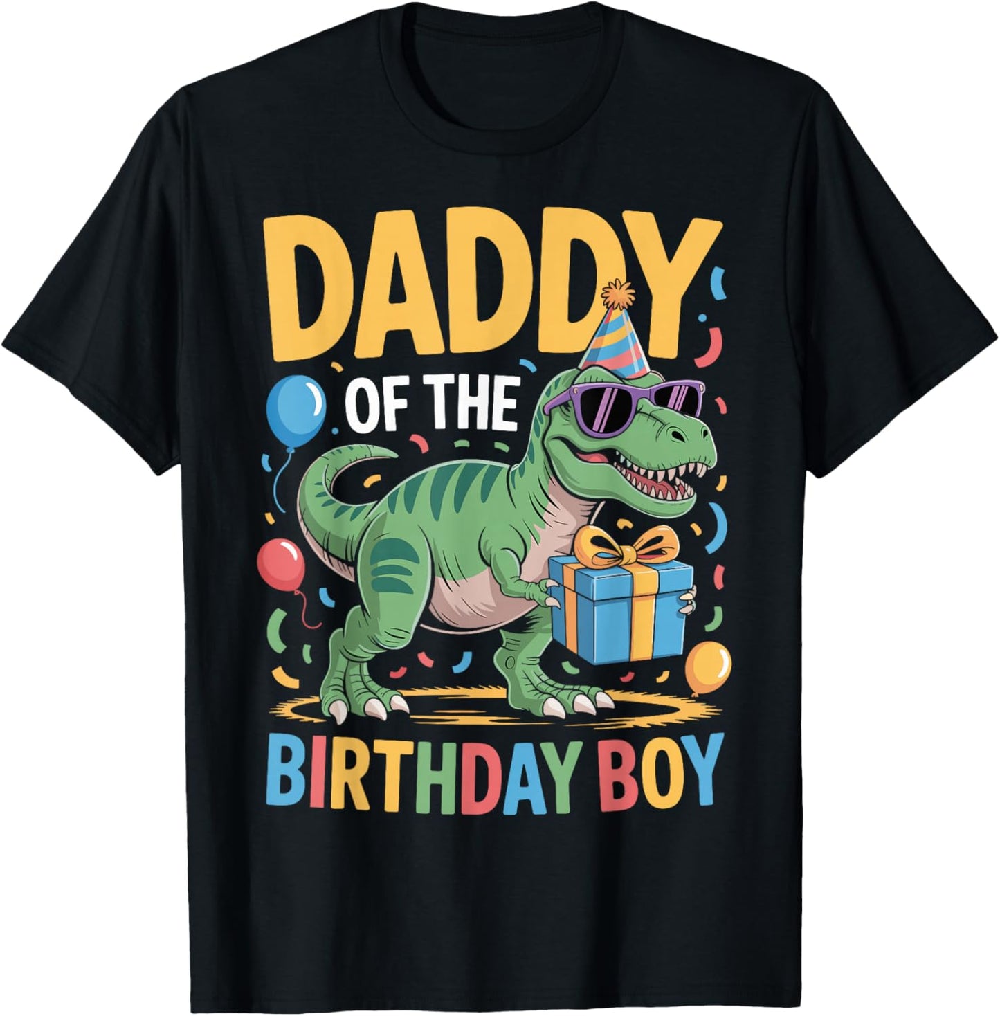 Daddy of The Birthday Party Outfit Dinosaur Squad Dad T-Shirt - T-Shirt | Black