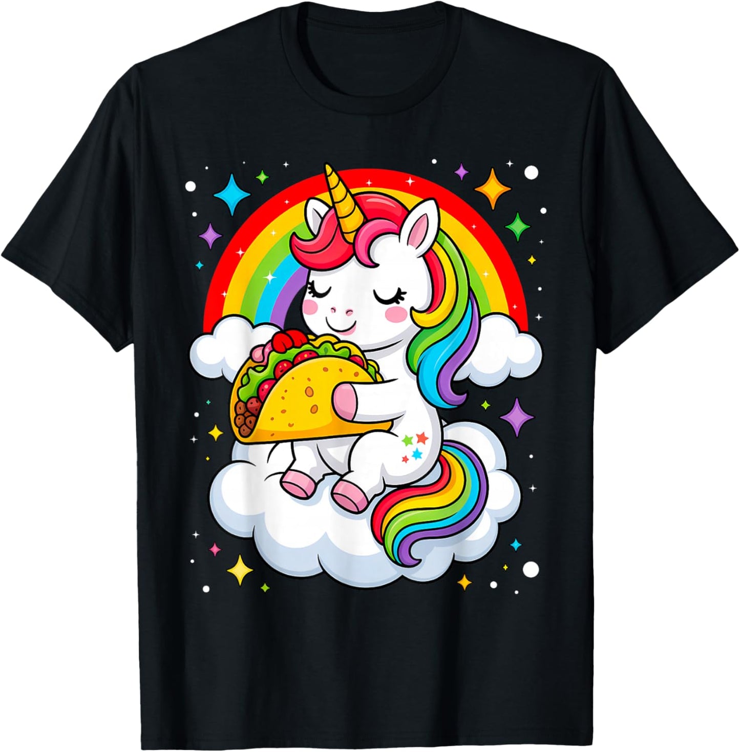 Unicorn Taco Rainbow Fiesta Cinco De Mayo Toddler Girls Kids T-Shirt - T-Shirt | Black