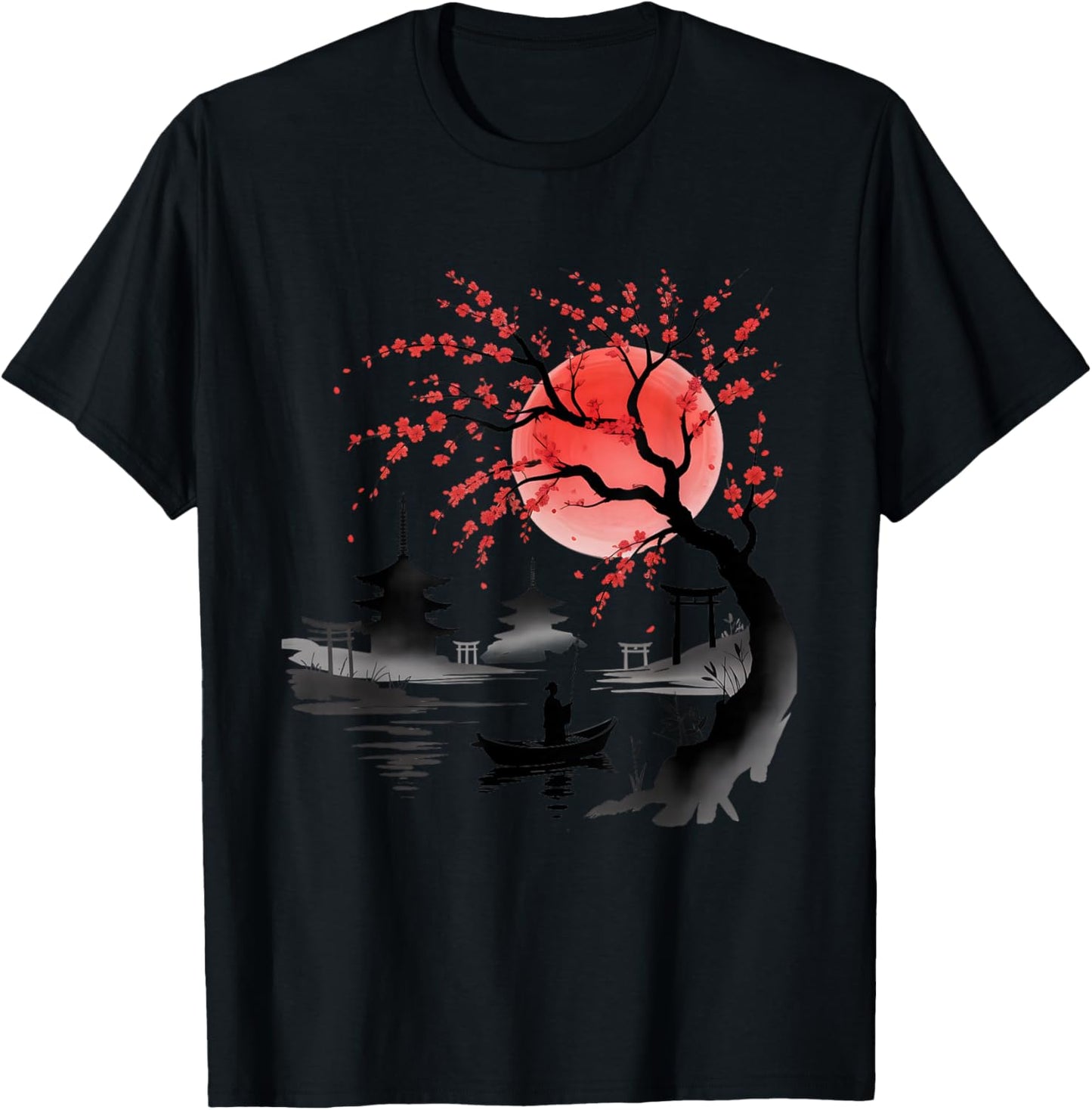 Beautiful Japanese Art Cherry Blossom Sakura Japan Graphic T-Shirt - T-Shirt | Black