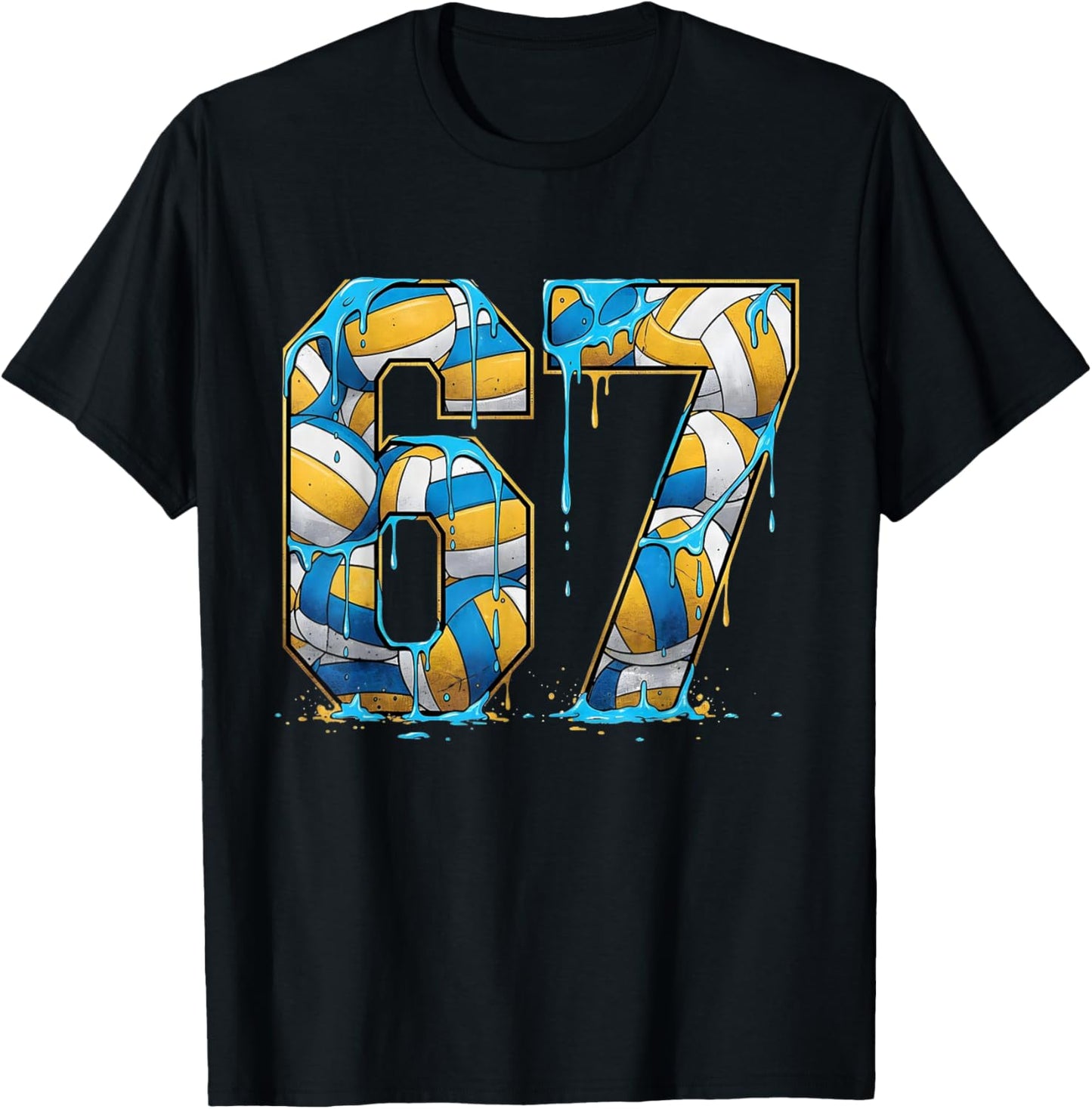 Volleyball 67 Six Seven Sport Funny Gen Alpha Z Meme Drip T-Shirt - T-Shirt | Black
