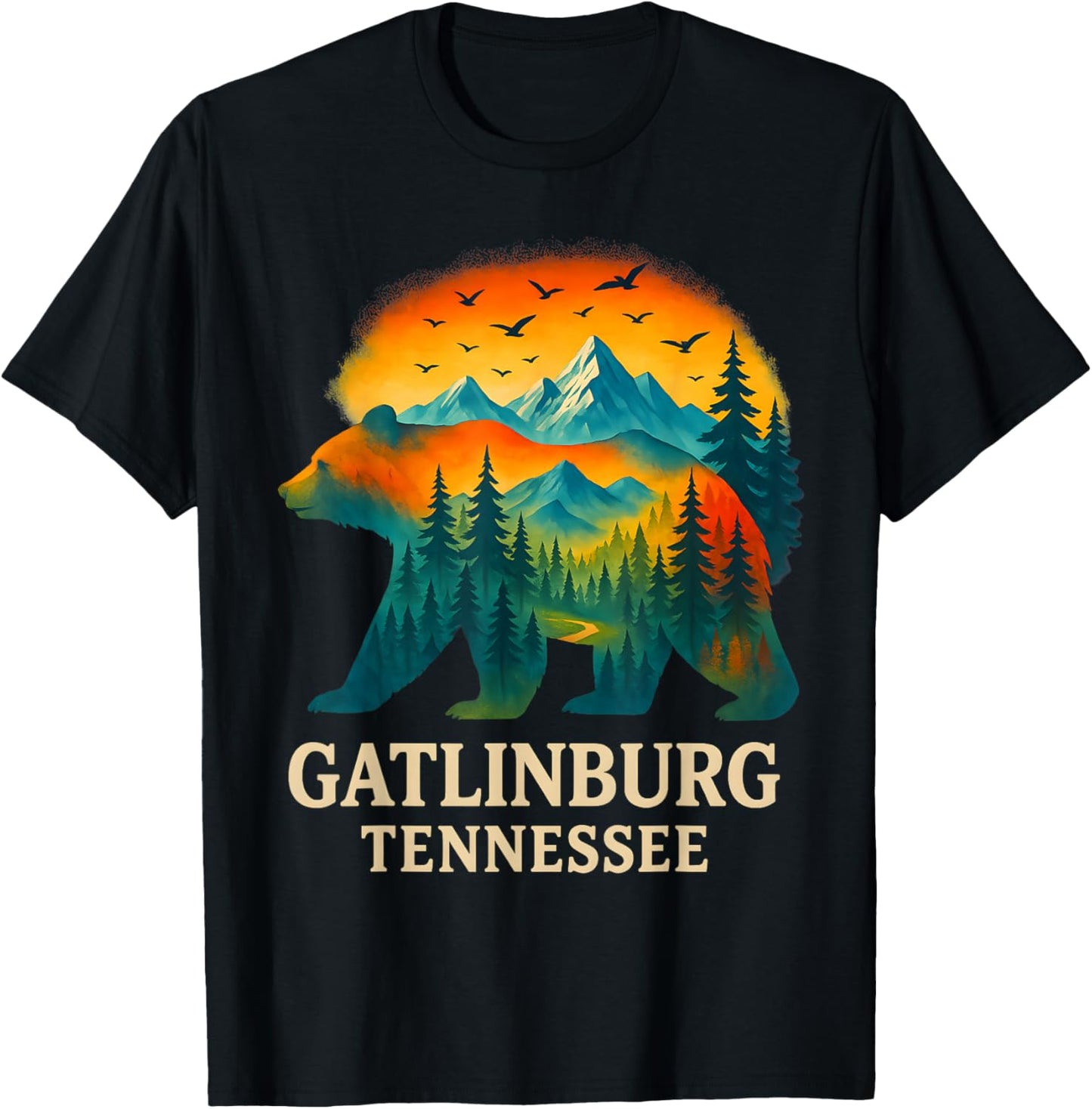 Gatlinburg Tennessee Smoky Mountains Bear Hiking Souvenir T-Shirt - T-Shirt | Black