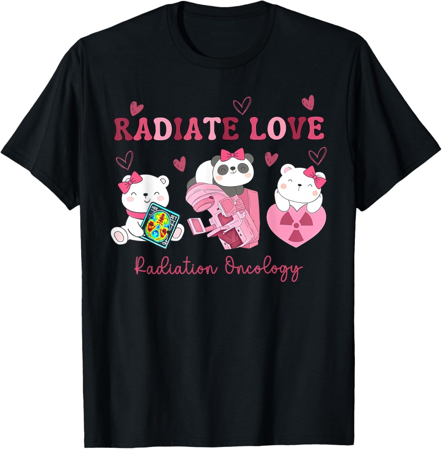 Valentines Radiation Oncology Therapist Medical Science ONC T-Shirt - T-Shirt | Black