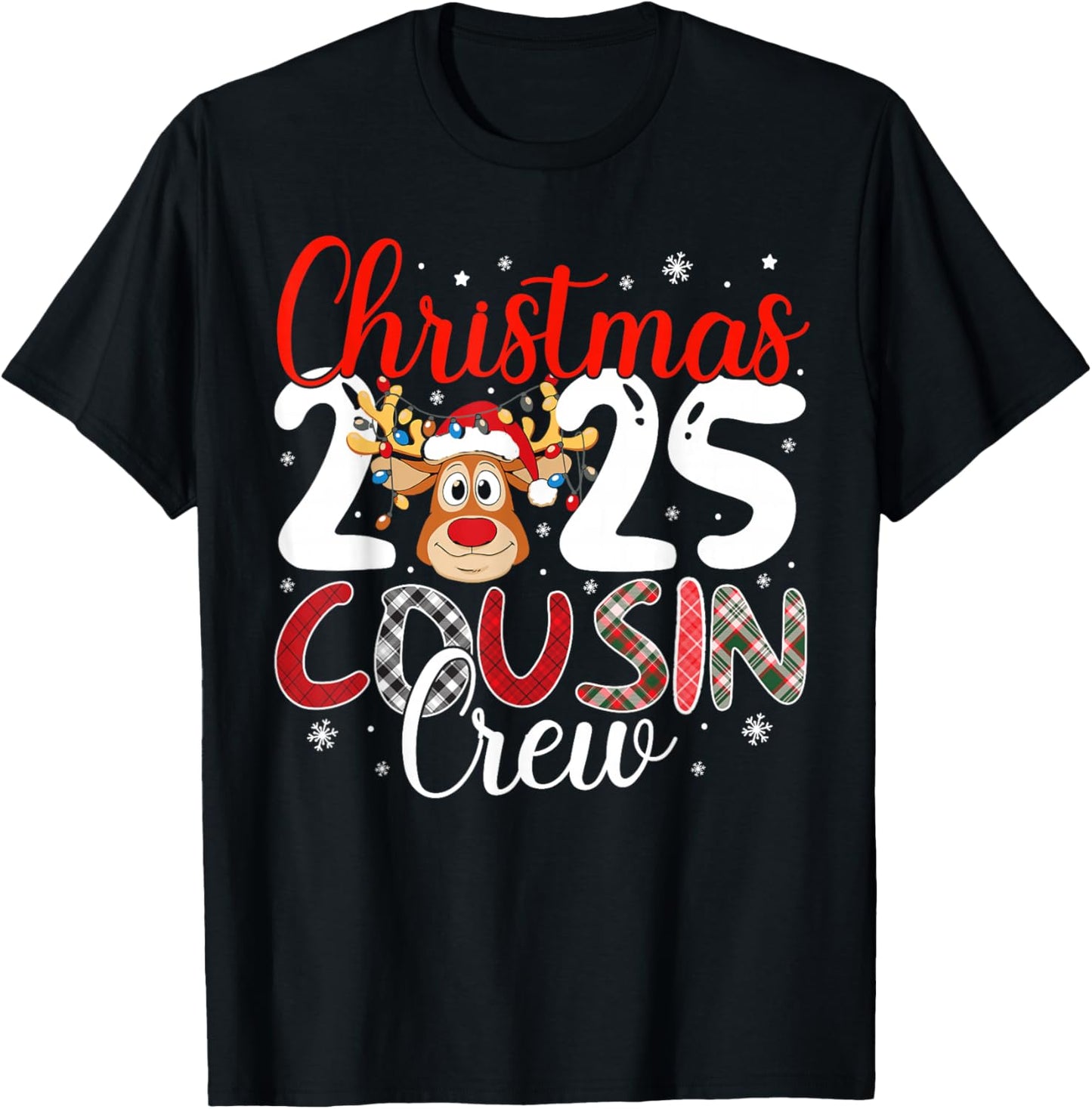 Christmas Cousin Crew 2025 Matching Family Xmas Pajamas T-Shirt - T-Shirt | Black