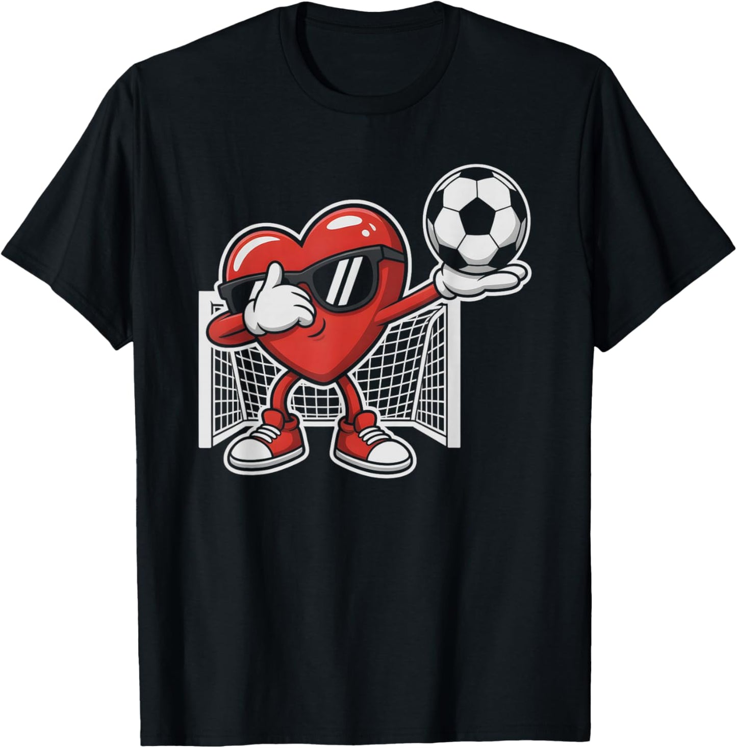 Funny Soccer Heart Love Dabbing Valentine Kids Kick Girls T-Shirt - T-Shirt | Black