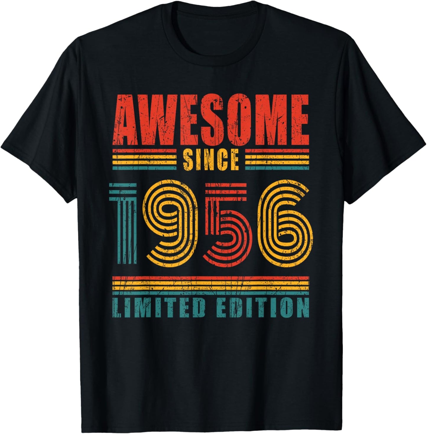 70th Birthday Awesome Since 1956 Vintage 70 Birthday T-Shirt - T-Shirt | Black