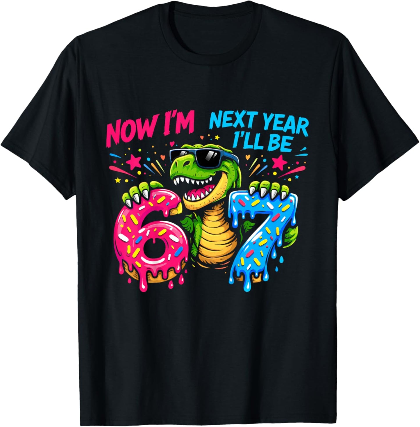 6 Year Old Birthday Boys Kids Now I'm 6 Next Year I'll be 7 T-Shirt - T-Shirt | Black