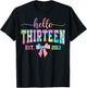 Hello Thirteen EST 2013 13th Birthday Coquette 13 Year Girl T-Shirt - T-Shirt | Black