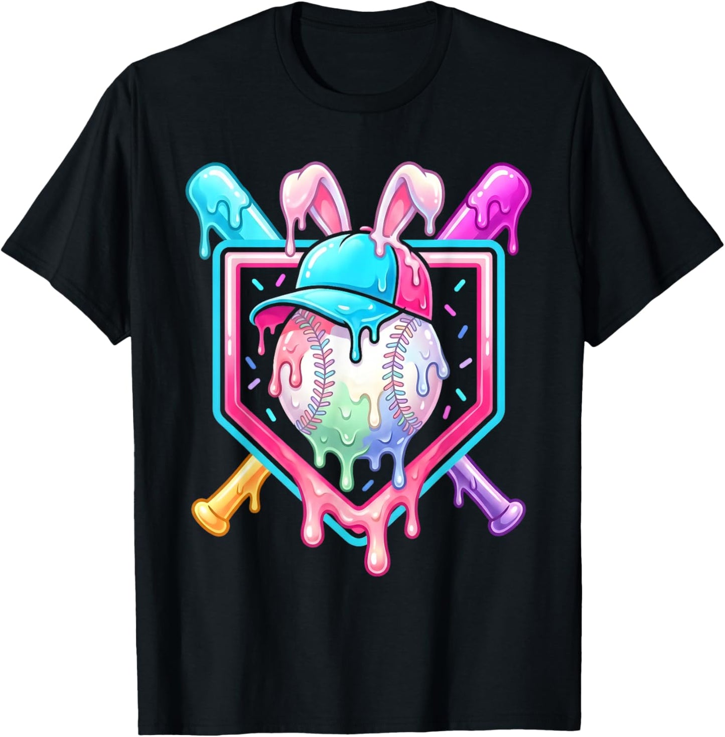 Bunny Baseball Hat with Ice Cream Easter Day Boys Kids Girls T-Shirt - T-Shirt | Black
