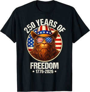 250 Years of Freedom Bigfoot Sasquatch 250th Anniversary T-Shirt - T-Shirt | Black