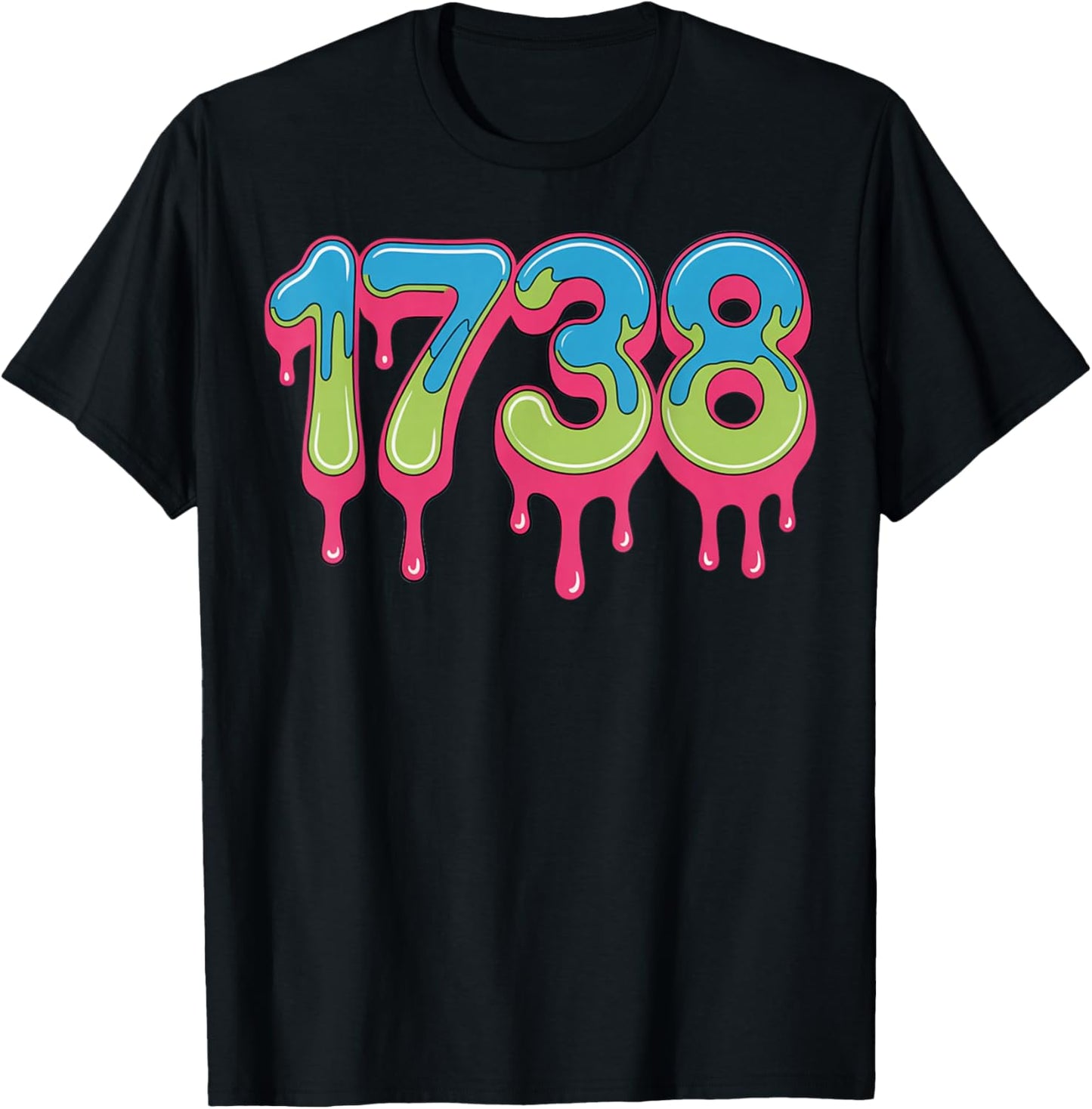 Number 1738 Drippy Numbers Meme T-Shirt - T-Shirt | Black
