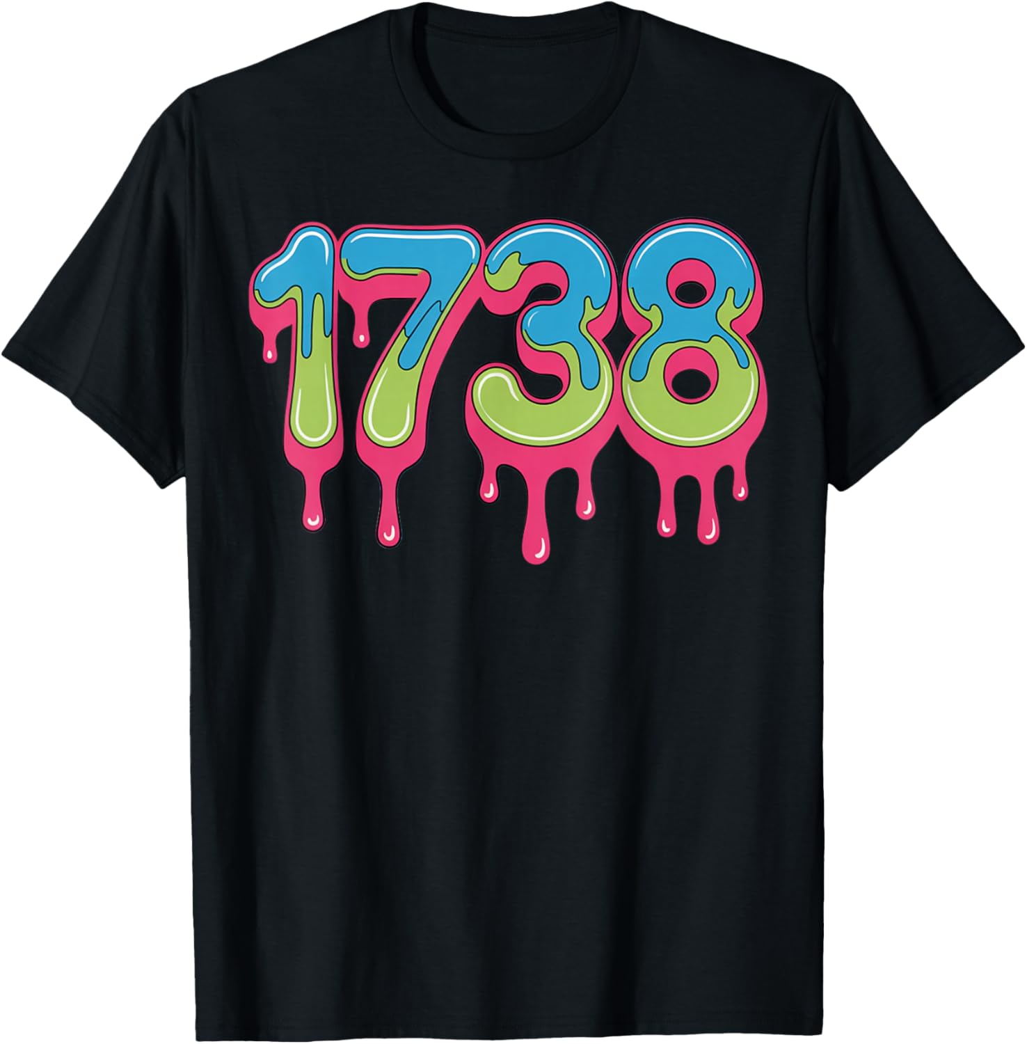 Number 1738 Drippy Numbers Meme T-Shirt - T-Shirt | Black