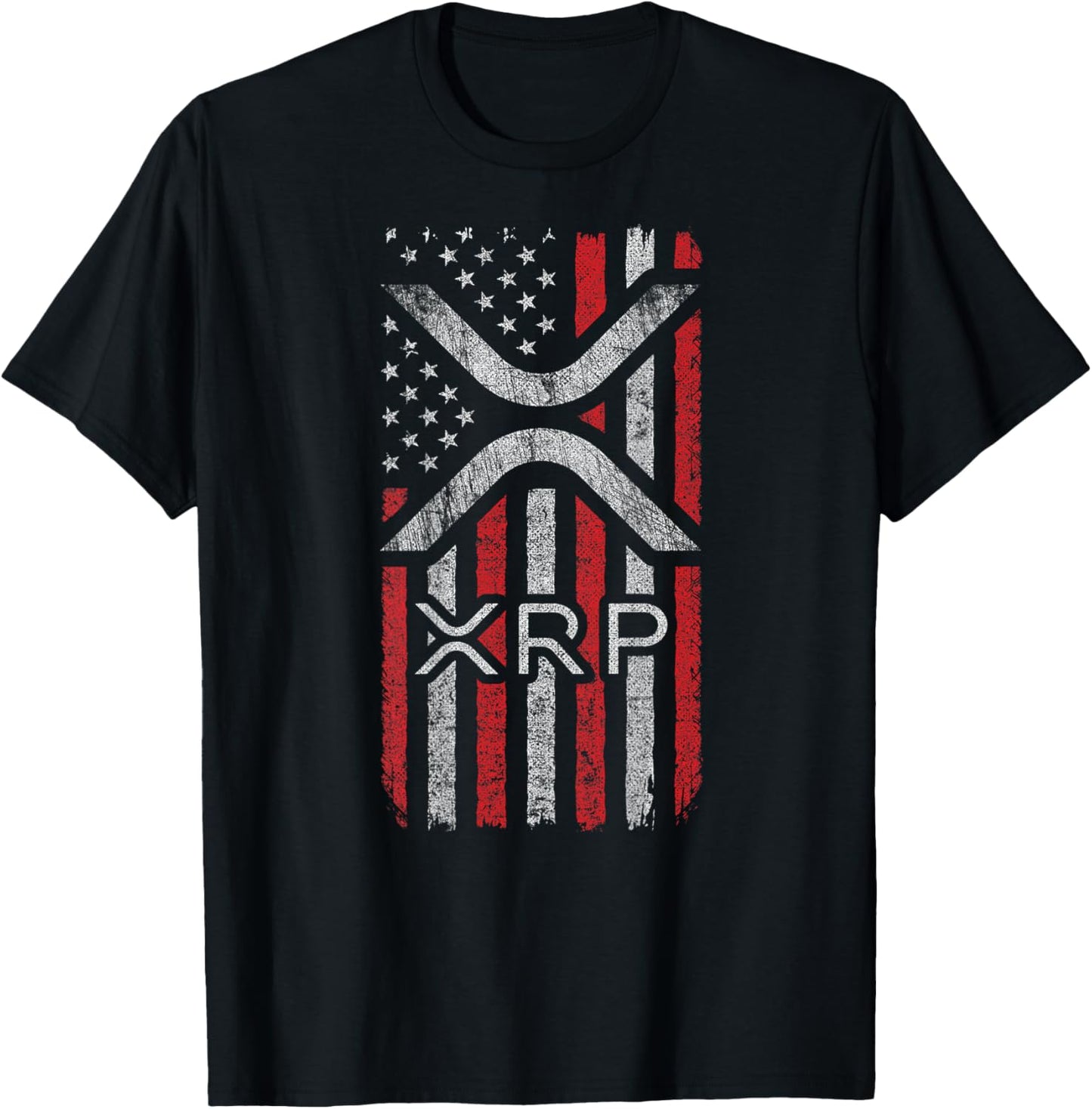 XRP Crypto - XRP Cryptocurrency - American Flag - XRP T-Shirt - T-Shirt | Black