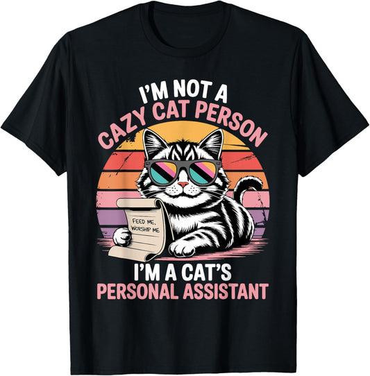 Vintage Cat Lover or Cat Person Funny Cat Lady T-Shirt - T-Shirt | Black