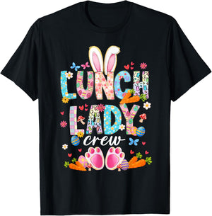 Lunch Lady Crew Funny Bunny Lunch Lady Cafeteria Easter Day T-Shirt - T-Shirt | Black