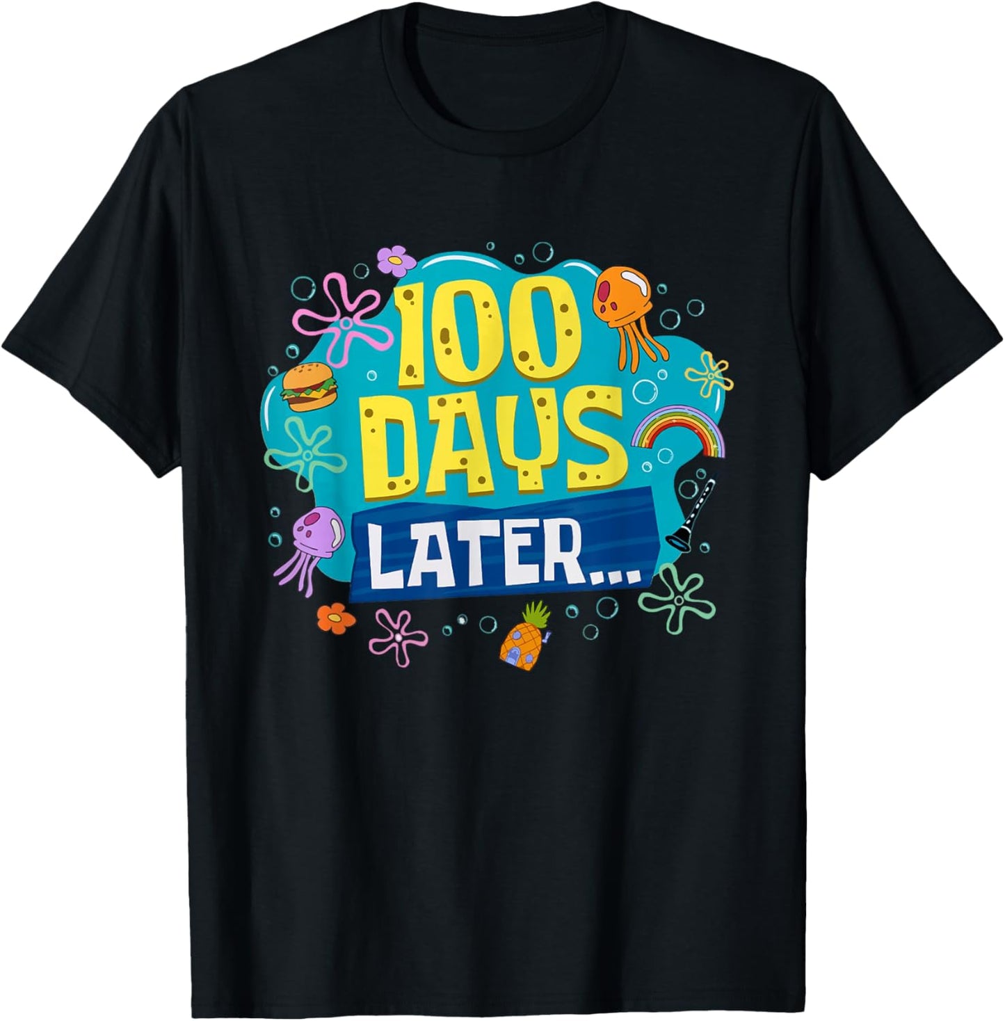 Funny 100 Days Later Teacher Kids Happy 100th Day of School T-Shirt - T-Shirt | Black