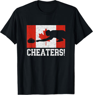 Canada Curling Cheater Canadian Flag T-Shirt - T-Shirt | Black
