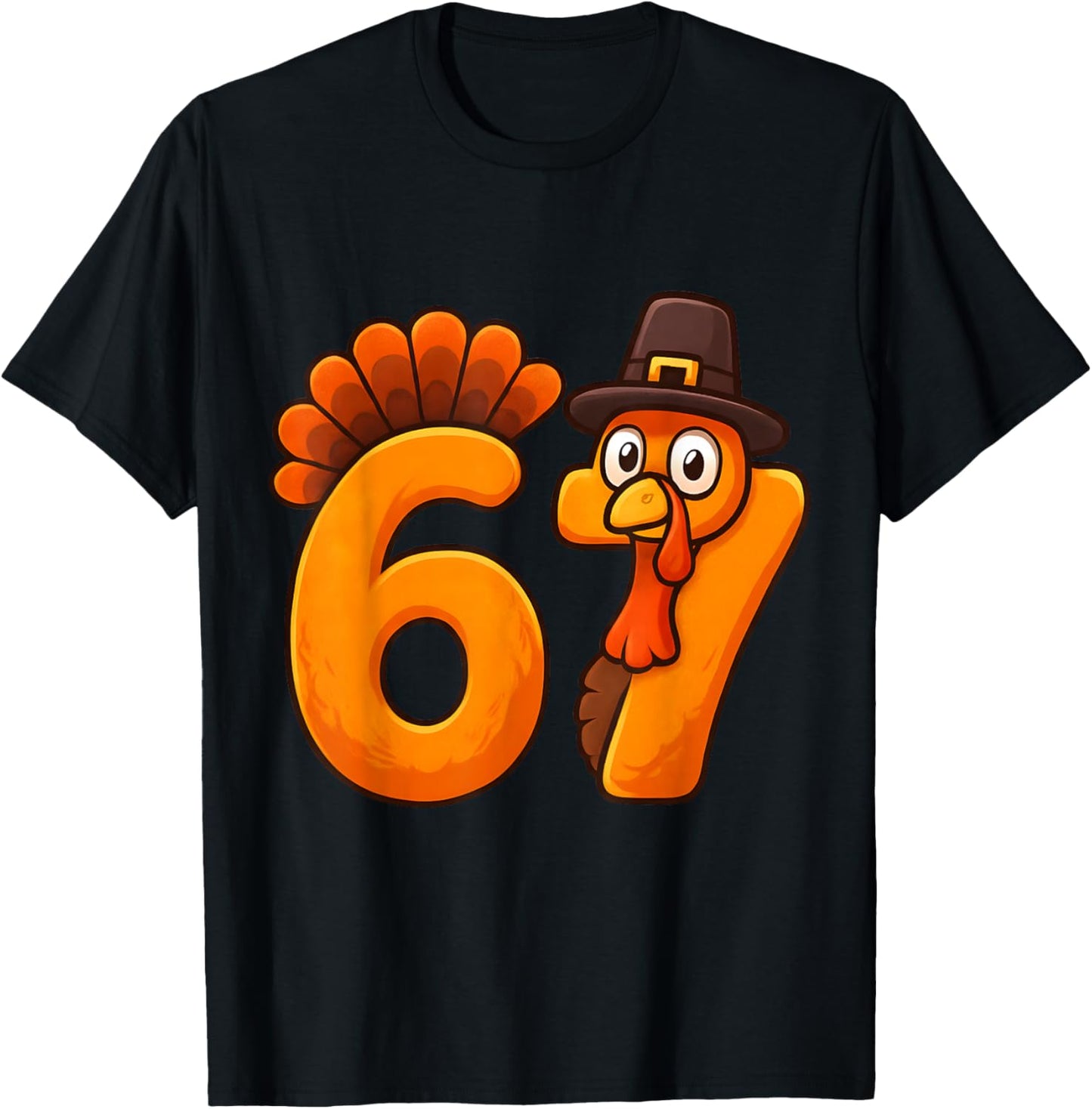 Funny Thanksgiving Turkey 67 Six Seven Meme Boys Girls Kids T-Shirt - T-Shirt | Black